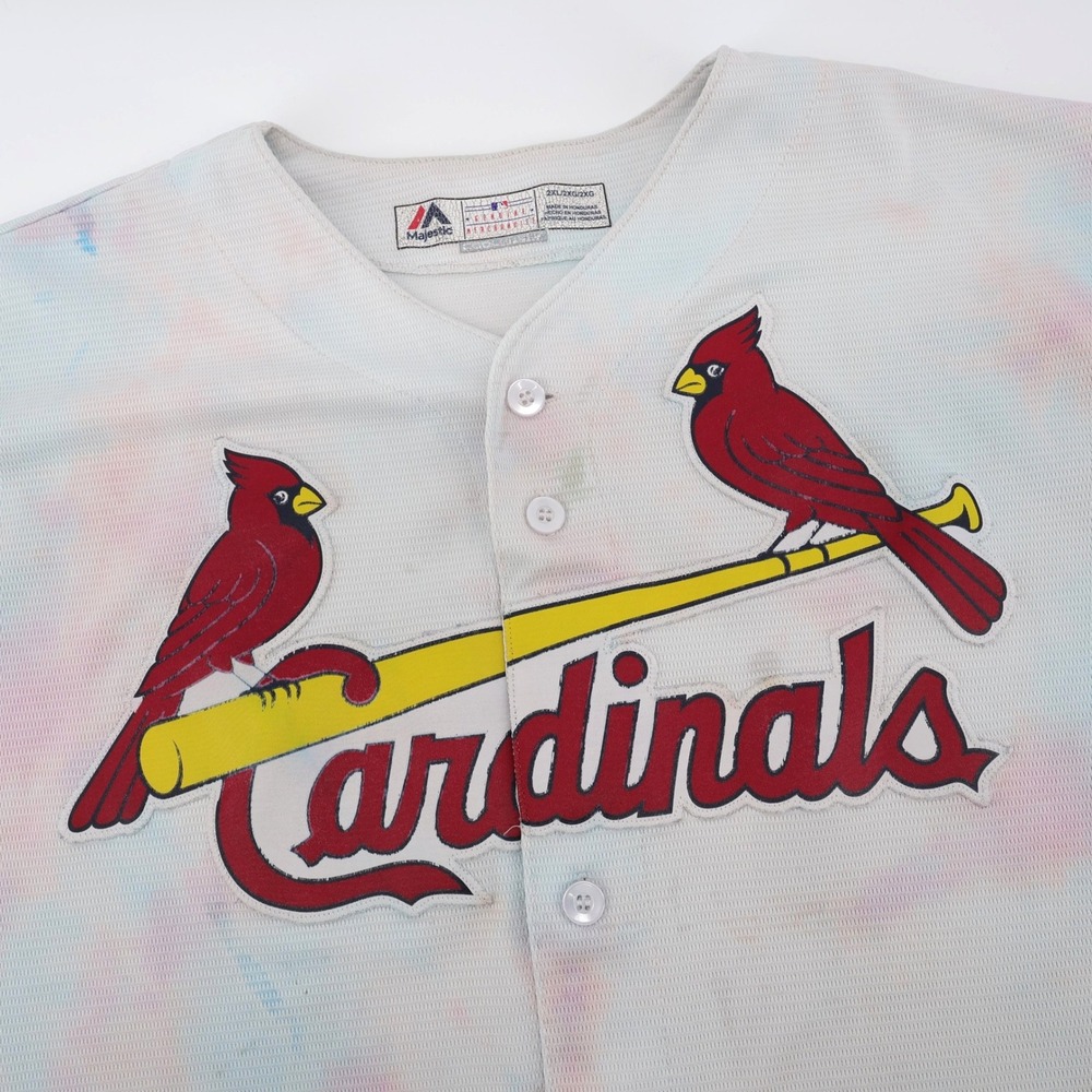 Majestic St. Louis Cardinals Tie Dye Baseball Jersey Pastel‎ Mens 2XL